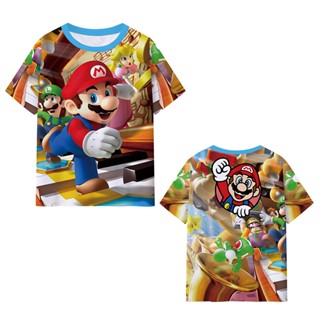 เสื้อยืดแขนสั้นลําลอง พิมพ์ลายอนิเมะ Super Mario 3 มิติ เป็นที่นิยม เหมาะกับผู้ใหญ่ สําหรับผู้ชาย และผู้หญิง