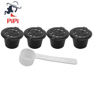 4x Refillable Reusable Coffee Capsules Pods For Nespresso Machines Spoon
