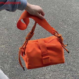 กระเป๋าสะพายไหล่ สีส้ม แฟชั่นคู่รัก สไตล์เกาหลี สําหรับผู้หญิง และผู้ชาย [mushroom]