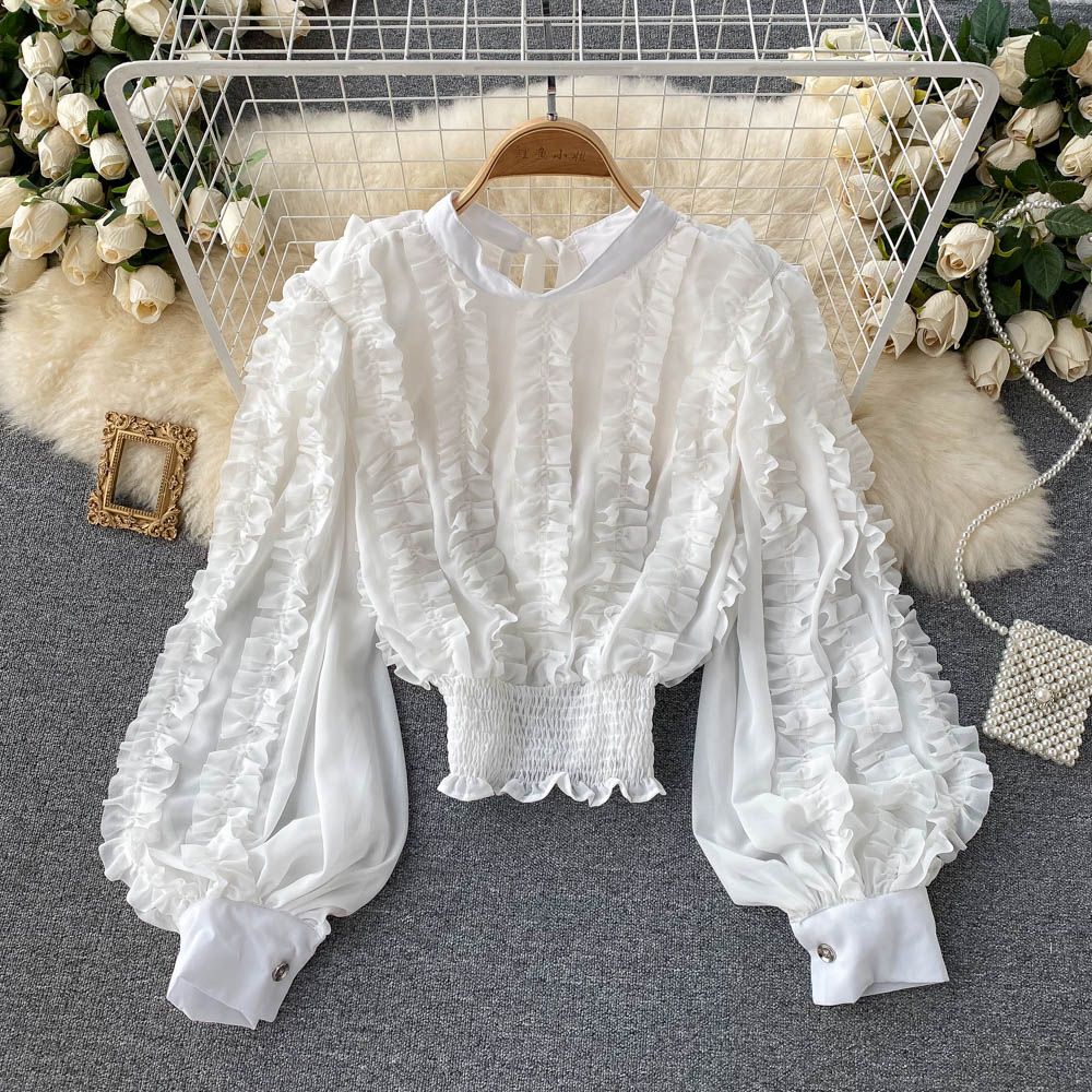 french-shirt-womens-design-feeling-niche-sweet-flounces-foreign-style-joker-age-reduction-bubble-sleeve-chiffon-short-jacket