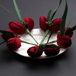 1 ชิ้น ดอกทิวลิปสีแดง จีน วินเทจ กิ๊บเจ้าสาว เครื่องประดับ การสร้างแบบจําลอง อุปกรณ์เสริมผม