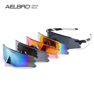 Aielbro แว่นตากันแดด UV400 ทรงสี่เหลี่ยม ป้องกันหมอก ไร้ขอบ กันลม สําหรับผู้ชาย ขับขี่รถจักรยานยนต์ ตกปลา เดินป่า ตกปลา 5 ชิ้น