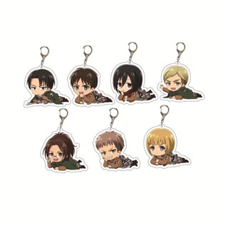 พวงกุญแจ จี้ฟิกเกอร์ อะคริลิค พิมพ์ลายการ์ตูนอนิเมะ Attack on Titan Q Version สําหรับห้อยตกแต่ง