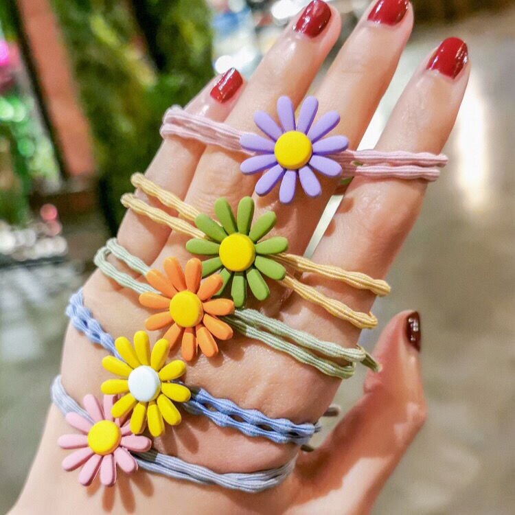 codพร้อมส่ง-rubber-band-ยางยืดมัดผมดอกเดซี่-ยางรัดผมเกาหลี-หลากสี-สาวเกาหลีสุดฮิต