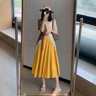 เสื้อคอกลม เอวแคบ ความยาวปานกลาง พิมพ์ลาย หรูหรา แฟชั่นฤดูร้อน สําหรับผู้หญิง