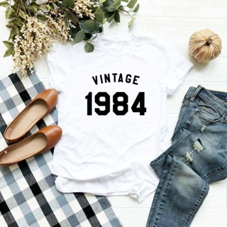 ☁✾Vintage 1984 Birthday Women Shirt 37Th Tshirt Short Sleeve Top Tees Drop Sh_03