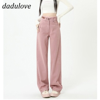 DaDulove💕 2023 New Korean Version of Ulzzang Dirty Pink Jeans Niche High Waist Wide Leg Pants Large Size Trousers