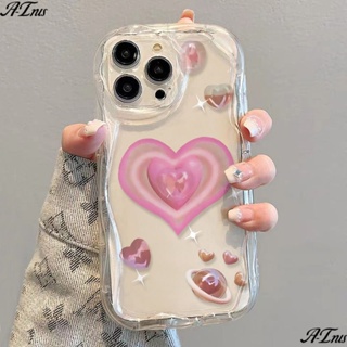 ✅เคสโทรศัพท์มือถือแบบนิ่ม ใส กันกระแทก ลายหัวใจสีม่วง 3D สําหรับ Iphone 14 13promax 12 11 7 8p xs xr Omir