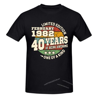 Born In February 1982 - 40 Years Tshirt man T Shirt Shirts Cotton Summer Tops Tshirts Short Sleeves Tees T-Shirt Wo_03