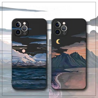 Casing Samsung Galaxy A54 A34 A24 A14 A73 A53 A33 A23 A13 4G 5G A22 LTE A32 A52 A72 A52S A02 A12 A04 A03 A03S A02S M32 M22 M02 M12 Sun Moon Landscape Scenery Painting High Quality Straight Edge Fine Hole Anti-fall Soft Phone Case 1MDD 33