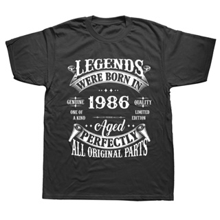 oversize T-shirt เสื้อยืดแขนสั้น ผ้าฝ้าย พิมพ์ลาย Legends Born In 1986 36 Years Old สไตล์วินเทจ สําหรับผู้ชาย S-5XL_03