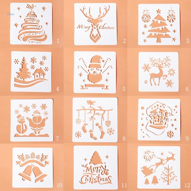 chua-12pcs-classic-christmas-style-painting-stencil-kit-5x5-student-diy-drawing-templates-christmas-decoration-suppl