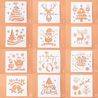 Chua 12PCS Classic Christmas Style Painting Stencil Kit 5x5 Student DIY Drawing Templates Christmas Decoration Suppl