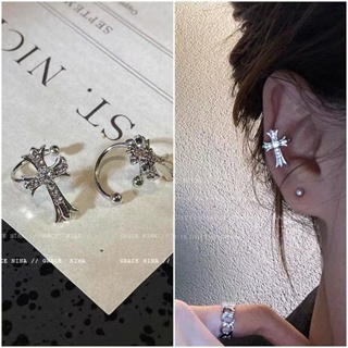 Korean Alloy Rhinestone Cross Geometric Earrings for Ladies