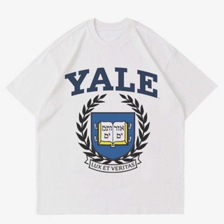 [S-5XL] เสื้อยืดโอเวอร์ไซส์เสื้อยืด ลาย Yale UNIVERSITY | เสื้อยืด ลาย YALE UNIVERSITY สไตล์อเมริกัน | เสื้อผ้ามหาวิทยาล