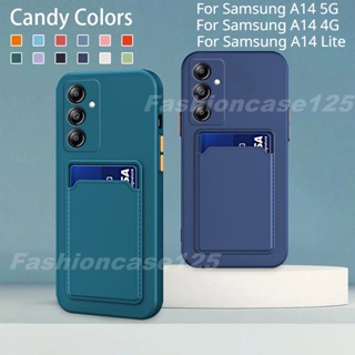 เคสโทรศัพท์มือถือ ซิลิโคนนิ่ม TPU พร้อมช่องใส่บัตร หรูหรา สําหรับ Samsung Galaxy A14 LTE A04s A13 4G 5G 2023 2022