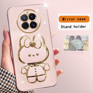 เคสมือถือ แบบนิ่ม ลายกระต่ายน่ารัก พร้อมกระจก หมุนได้ 360 องศา สําหรับ Samsung A73 A53 A33 5G A23 A13 4G A03 A03s A02s