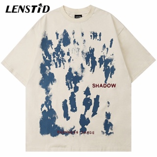 [S-5XL] ผู้ชายTเสื้อLENSTID Summer Men Short Sleeve Tshirts Hi Ho eole Shadow rint T Shirts 2022 Streetwear Harajuku Cas