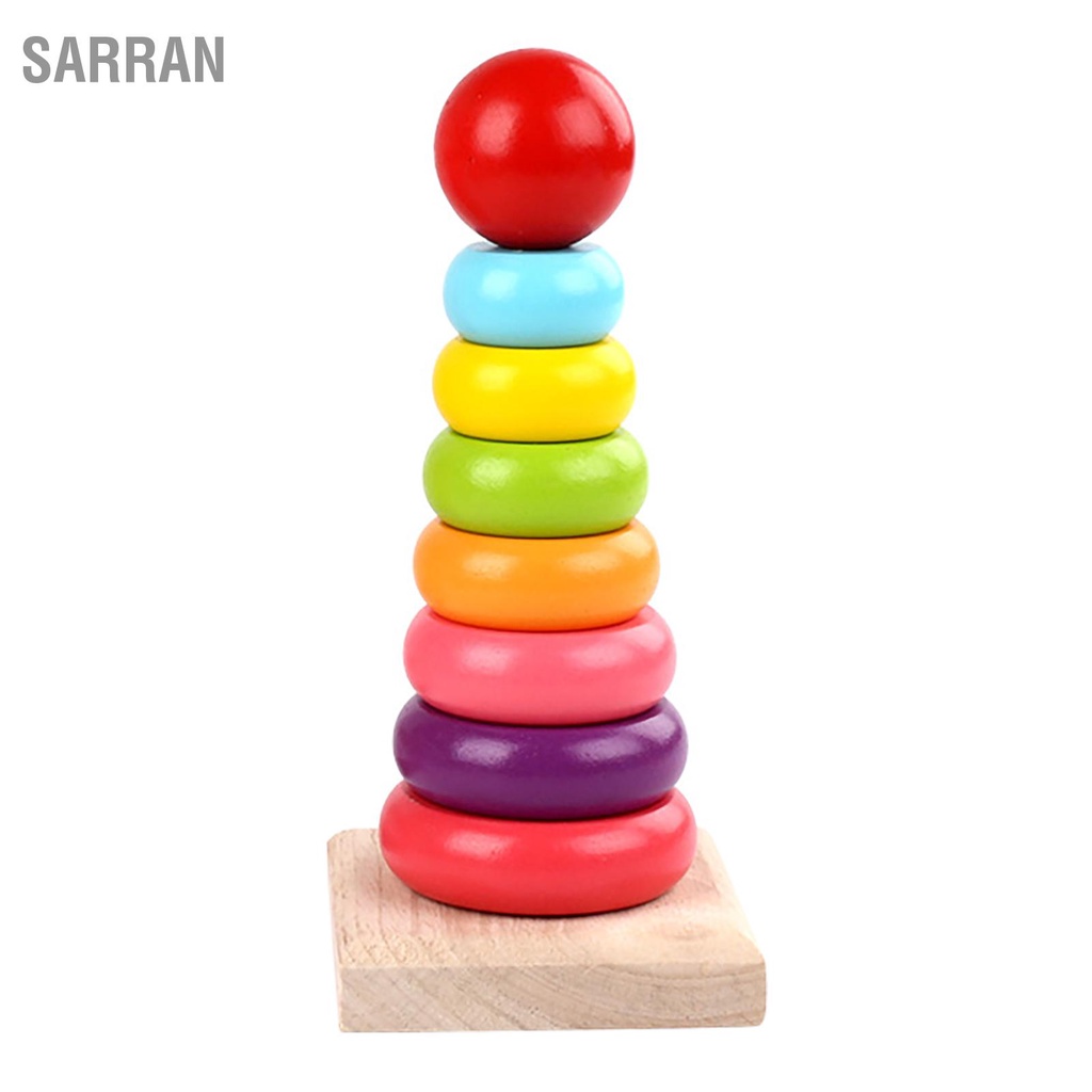 sarran-บล็อกไม้-รูปหอคอย-สีรุ้ง-ของเล่นเสริมการเรียนรู้เด็ก