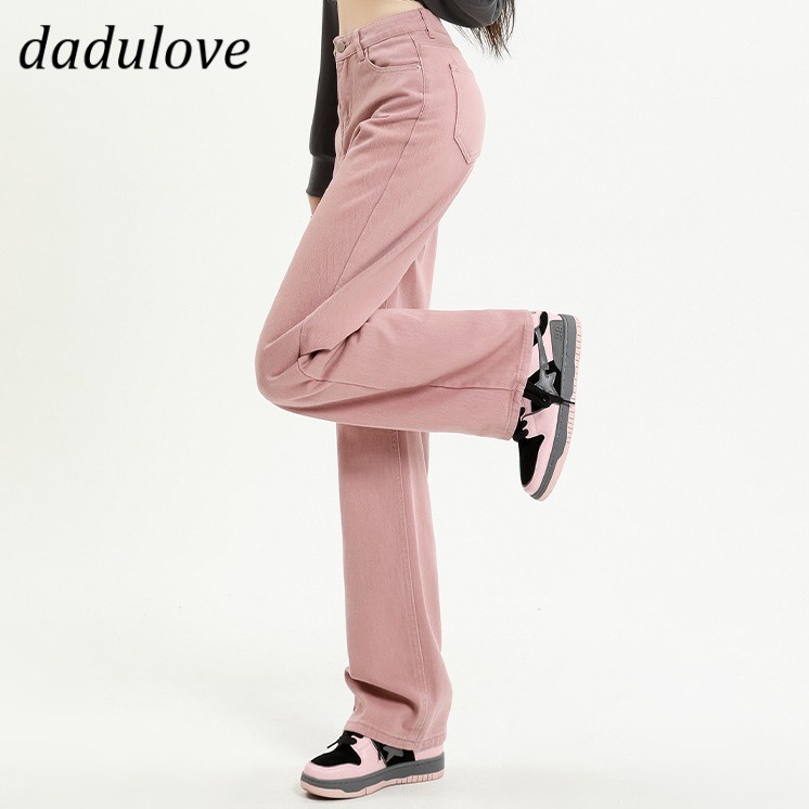 dadulove-new-american-dirty-pink-trousers-niche-high-waist-loose-denim-wide-leg-pants-womens-casual-pants