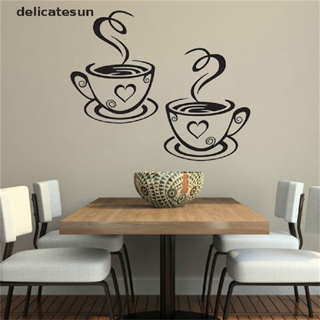 Delicatesun สติกเกอร์ไวนิล ลายถ้วยกาแฟ ชา กาแฟ ศิลปะ ตกแต่งห้องครัว ร้านอาหาร ผับ ดี