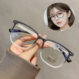 แว่นตา แว่นตาสายตาสั้น (1.0~6.0) กรอบสีดําย้อนยุค ป้องกันแสงสีฟ้า กรอบขนาดใหญ่ กรอบสีน้ําตาลใส แฟชั่น กรอบแว่นตา