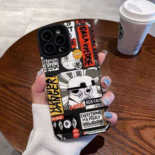 เคสโทรศัพท์มือถือหนังแกะนิ่ม กันกระแทก ลายการ์ตูนนักรบ สีขาว สําหรับ Iphone 11Pro MAX 14 PRO MAX 11 12 13 6 7 8plus XR Xmax