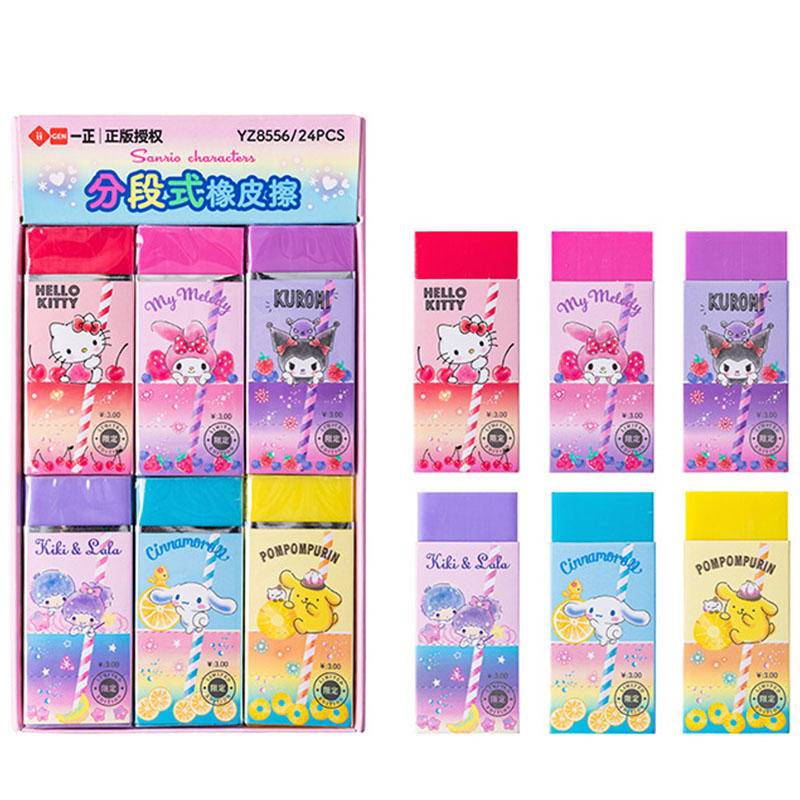 6-ชิ้น-sanrio-cinnamoroll-mymelody-kuromi-pom-pom-purin-little-twin-stars-นุ่มทนทานยืดหยุ่นลูกบาศก์ดินสอสีน่ารักยางลบสําหรับโรงเรียนเด็กเครื่องเขียนของขวัญ