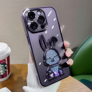 เคสโทรศัพท์มือถือ ลายกระต่าย 3D มีทรายไหล กันกระแทก ป้องกันกล้อง สําหรับ iPhone 14 Pro Max 11 12 13 Pro Max