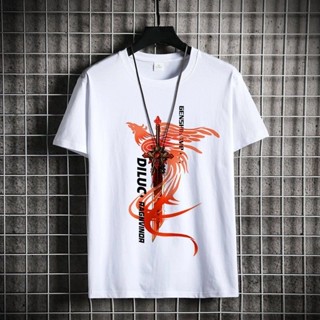 เสื้อยืดแขนสั้นลําลอง ผ้าฝ้ายแท้ ทรงหลวม ขนาดใหญ่ พิมพ์ลายการ์ตูนอนิเมะ Genshin Impact สําหรับผู้ชาย