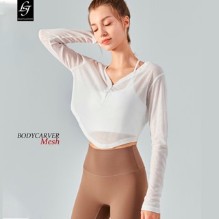 Bodycarver เสื้อกันหนาวแขนยาว คอวี ผ้าตาข่าย ระบายอากาศ แห้งเร็ว เหมาะกับใส่ออกกําลังกายกลางแจ้ง สําหรับผู้หญิง