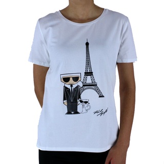 เสื้อยืดแขนสั้นลําลอง คอกลม พิมพ์ลายการ์ตูน Karl Lagerfeld แฟชั่นสําหรับผู้ชาย และผู้หญิง ไซซ์ S - 5XL