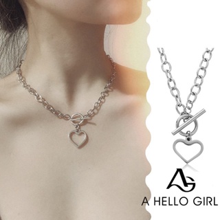 ภาพขนาดย่อของสินค้าA HELLO GIRL สร้อยคอโซ่ รูปหัวใจ สไตล์ฮิปฮอป เครื่องประดับ สําหรับผู้หญิง