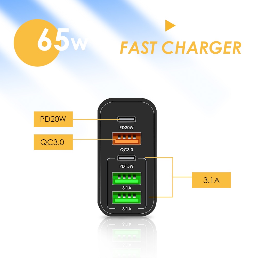 cod-อะแดปเตอร์ชาร์จเร็ว-65w-usb-qc-3-0-pd-usb-type-c-อะแดปเตอร์ชาร์จโทรศัพท์มือถือ-หลายพอร์ต-การจัดส่งในพื้นที่