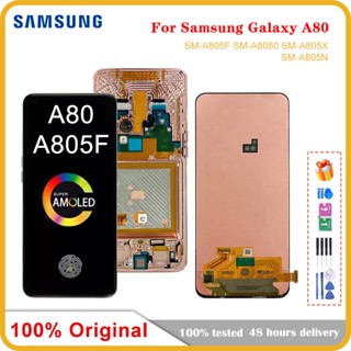 หน้าจอสัมผัสดิจิทัล LCD AMOLED 6.7 นิ้ว แบบเปลี่ยน สําหรับ Samsung Galaxy A80 A805 SM-A805F Galaxy A80