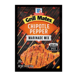 McCormick Grill Mates Chipotle Pepper Marinade Mix 32 g. ซอสผงสำหรับหมักสเต็กสูตรผสมพริกชิโปเลย์ สไตล์เม็กซิกัน (05-7...