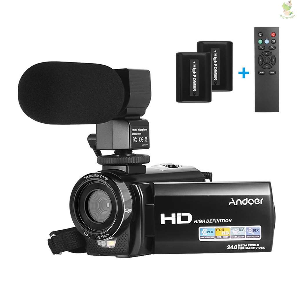 andoer-hdv-201lm-1080p-fhd-digital-video-camera-camcorder-dv-recorder-24mp-16x-digital-zoom-3-0-inch-lcd-screen-with-2pcs-rechargeable-batteries-external-microphone