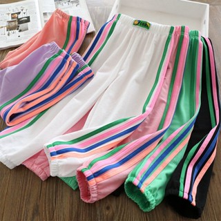 พร้อมส่ง ใหม่ กางเกงกีฬาขายาวลําลอง ทรงหลวม ขนาดใหญ่ สไตล์เกาหลี ญี่ปุ่น สีรุ้ง แฟชั่นฤดูร้อน สําหรับเด็กผู้หญิง 2023