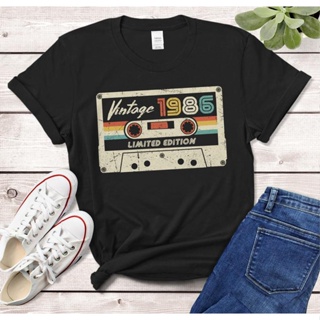 Vintage 1986 Retro Cassette T Shirt Women Made In 1986 Birthday 34 Years Old Gift for Mom Tshirt Woman_03