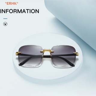 Erhk&gt; UV400 แว่นตากันแดด ไร้ขอบ ทรงสี่เหลี่ยม ไล่โทนสี ไร้กรอบ ฤดูร้อน วินเทจ ใส แว่นตากันแดด ใหม่
