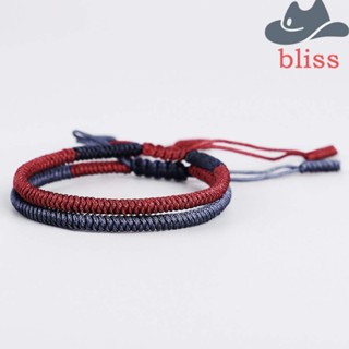 Bliss สร้อยข้อมือผ้าฝ้ายถัก ปรับได้ ของขวัญมิตรภาพ สําหรับคนรัก โชคดี พระพุทธรูป สีแดงเลือดหมู เครื่องประดับข้อมือ