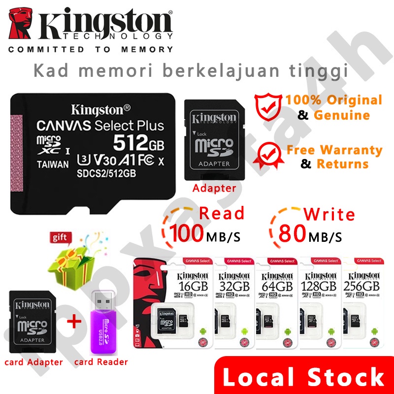 พร้อมส่ง-kingston-การ์ดหน่วยความจํา-micro-sd-class-10-120mb-s-64g-256gb-128gb-512gb-1tb-tf