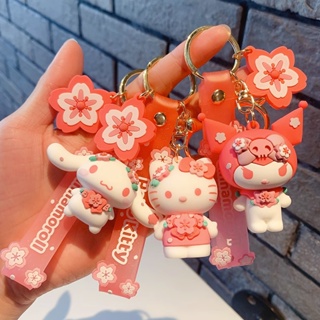 SANRIO พวงกุญแจฟิกเกอร์ PVC รูปซากุระ ซานริโอ้ คิตตี้ สีชมพู ของเล่น สําหรับเก็บสะสม