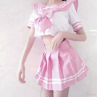 BS1 Women Sexy Lingerie School Uniform Suit Student Cosplay Costume Pink Sweet Uniform Temptation Tops Skirt Set SB1