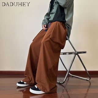 DaDuHey🔥 Mens Hong Kong Style Solid Color Drooping Corduroy Straight Pants 2023 New Summer Thin Fashionable Loose Casual Pants