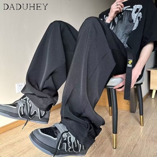 DaDuHey🔥 Mens Summer Fashion Brand Casual Wide-Leg Straight Pants 2023 New Trendy Fashion Joker Ice Silk Sports Pants