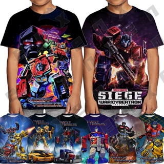 Transformers เสื้อผ้าเด็กผู้ชาย เสื้อยืด สําหรับเด็กผู้หญิง เด็กผู้ชาย เครื่องแต่งกายสั้น เสื้อยืด