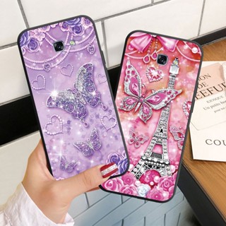 เคสโทรศัพท์มือถือ ซิลิโคนนุ่ม ลายผีเสื้อ ประดับเพชร สําหรับ Samsung Galaxy A3 A5 A7 2016 2017