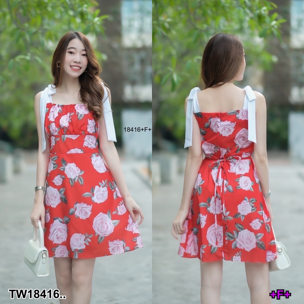 s4u-พร้อมส่ง-เดรสสายผูกไหล่-ดอกไม้-เสื้อผ้าแฟชั่นผู้หญิง-ชุดไปทะเล-ชุดเซ็ท-ชุดเดรส