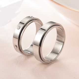 Easy ZHOU แหวนคู่รัก สเตนเลส 6 มม. เครื่องประดับแฟชั่น สําหรับผู้ชาย ผู้หญิง งานแต่งงาน KAR117